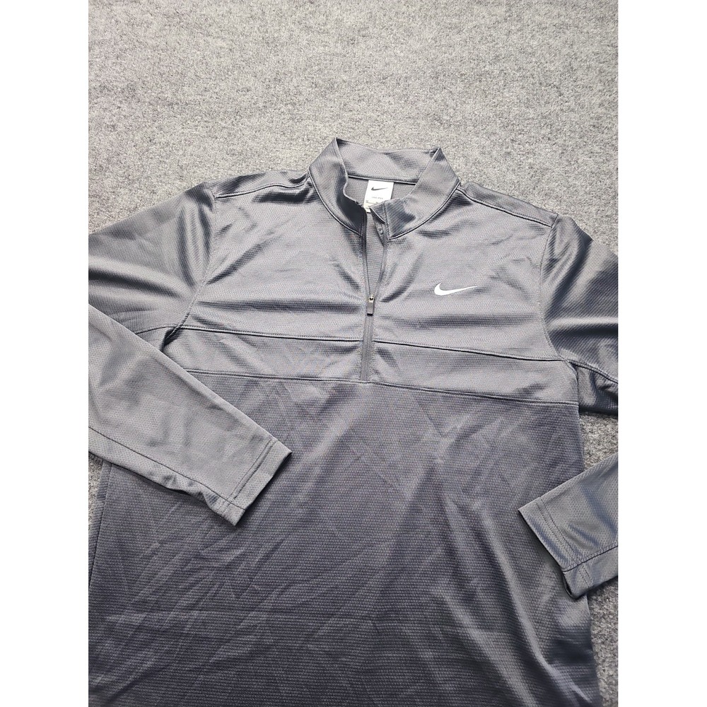 Nike Dri Fit Mens Medium Golf 1/4 Zip Gray Athletic Pullover Polyester Light